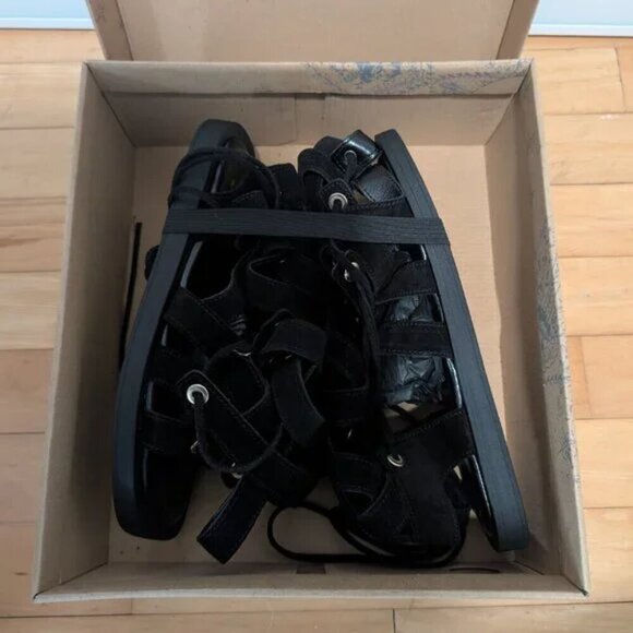 NWT Free People | Sun Chaser Tall Gladiator Sandal in Black Suede (38/US 7.5) - Picture 11 of 14